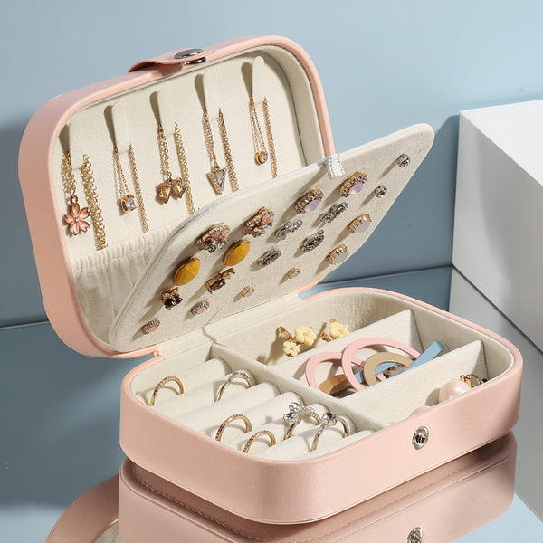 Jewelry storage box female travel portable hand jewelry exquisite small box portable earrings earrings earrings bag