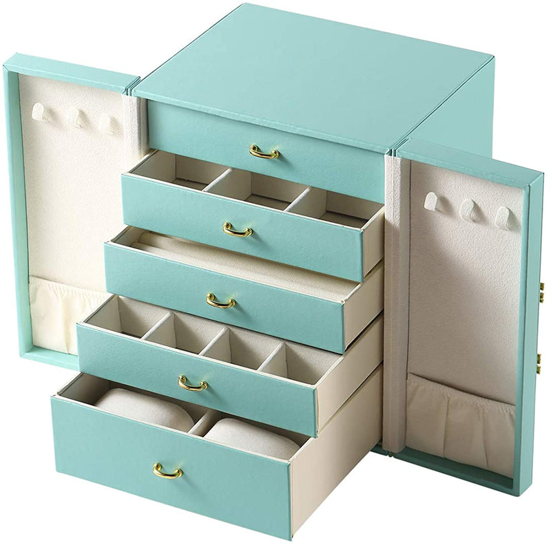 5 Drawers Large Jewelry Box Make Up Storage Case