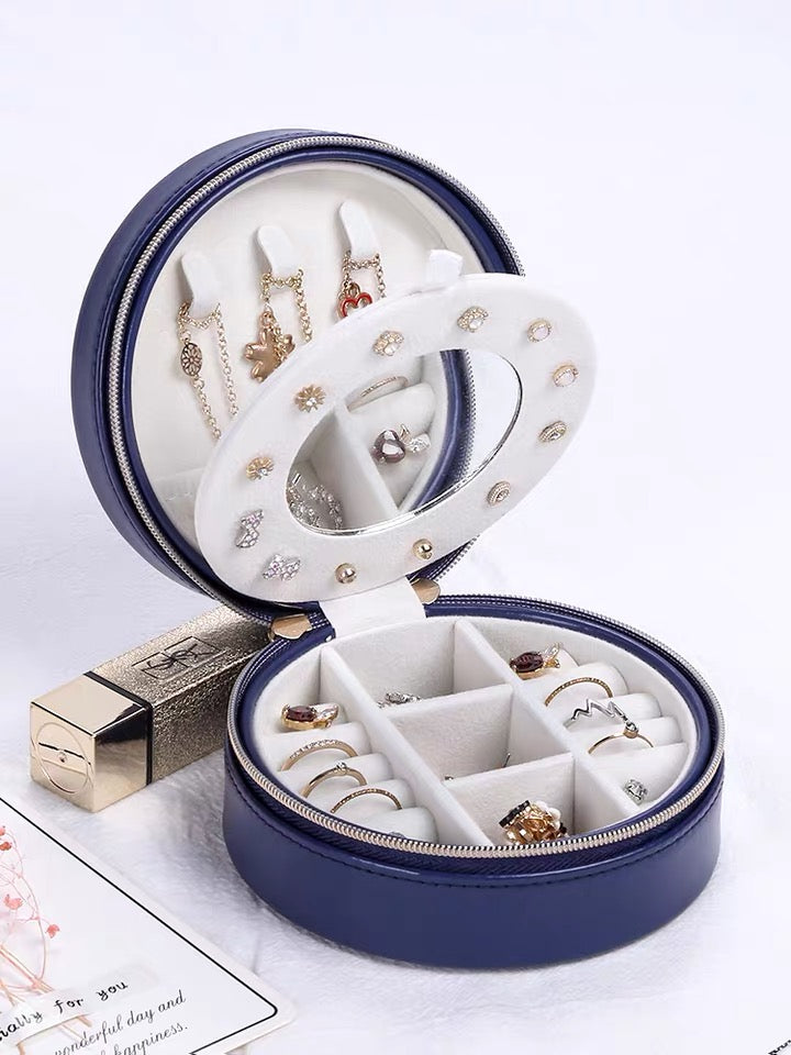 Mini Round Travel Jewelry Storage Cases Jewelry Box Organizer - Nillishome