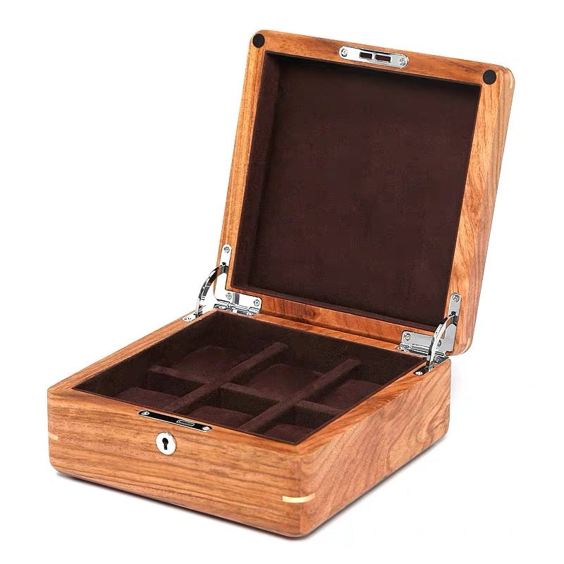 Natural RoseWood Wooden Watch Storage Box Organizer With Lock Jewelry Box - Nillishome