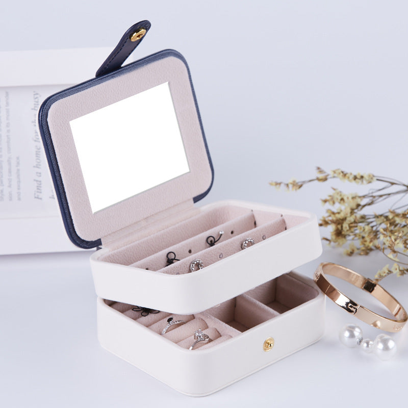 Portable Jewelry Organizer Box Accessories Holder -With Mirror - Nillishome