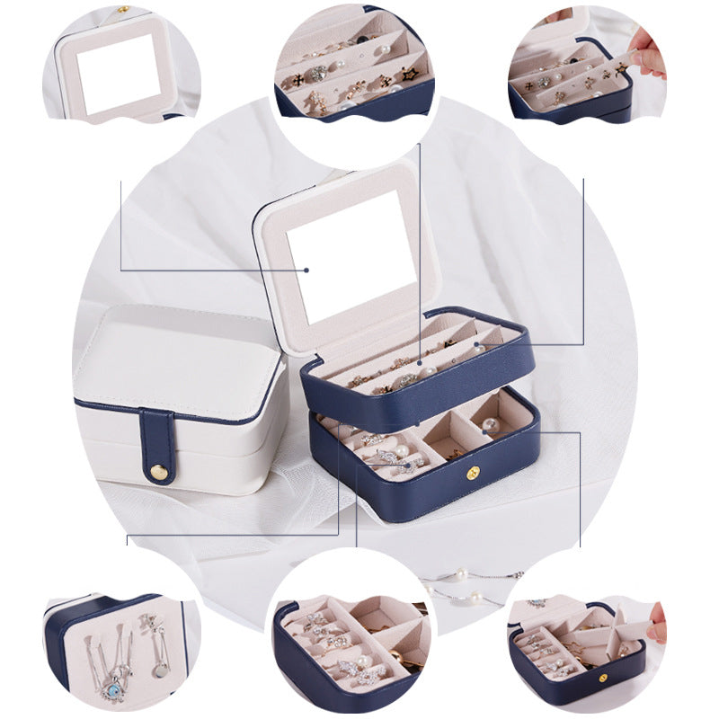 Portable Jewelry Organizer Box Accessories Holder -With Mirror - Nillishome