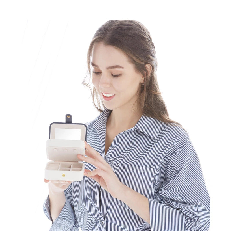 Portable Jewelry Organizer Box Accessories Holder With Mirror Nillishome