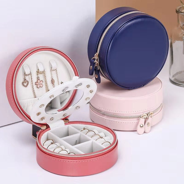 Mini Round Travel Jewelry Storage Cases Jewelry Box Organizer - Nillishome