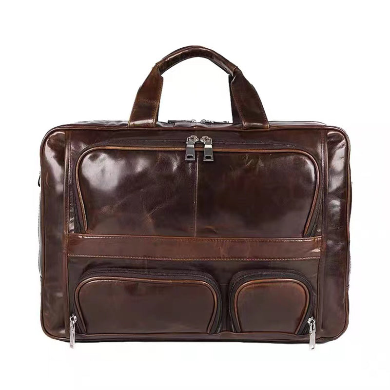 Handmade leather men's first layer cowhide multi-layer thickened business briefcase tote bag set trolley simple waterproof