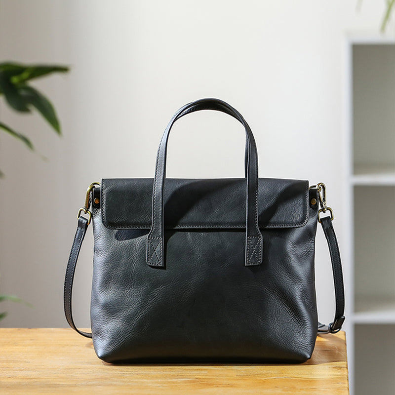 Retro Briefcase Shoulder Tote Bag Textured Large Bag Professional Comm