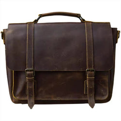 Retro Men's Crazy Horse Leather Messenger Bag Leather 15.6 Inch Laptop Business Bag
