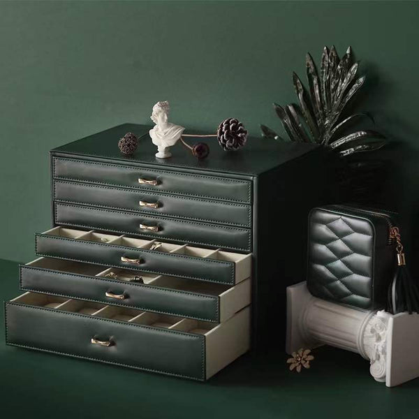 6 Layers Large Jewelry Box  With Drawers. Watch Organizer Necklace Holder Ring Earring Storage