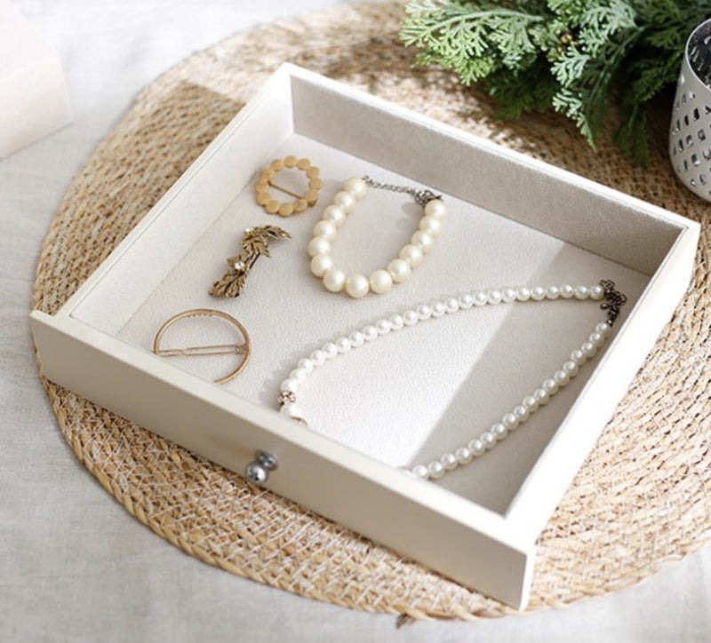 Wooden Jewelry Box with Glass Lid, 3-Layer Jewelry Organizer with Lock