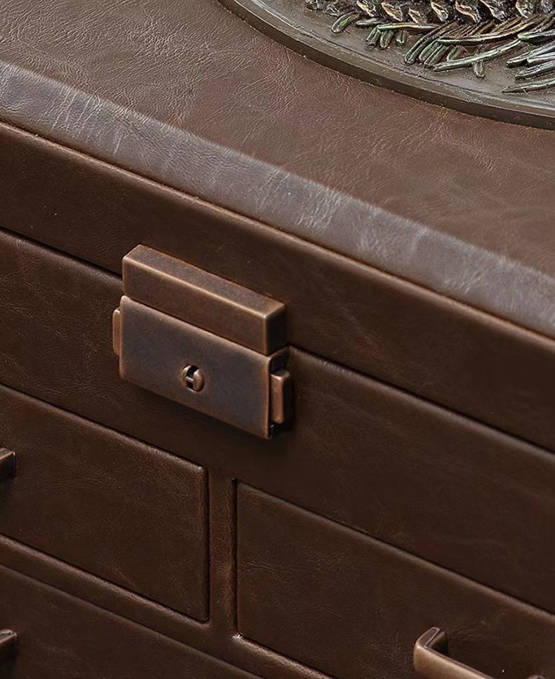 3 Layers Leather Jewelry Box With Lock , 3 Drawers Jewel Organizer