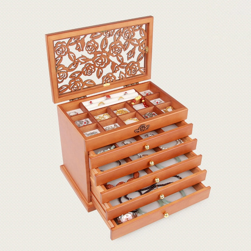 6 Layers Wooden Jewelry Box Case  Jewelry organizer - Nillishome