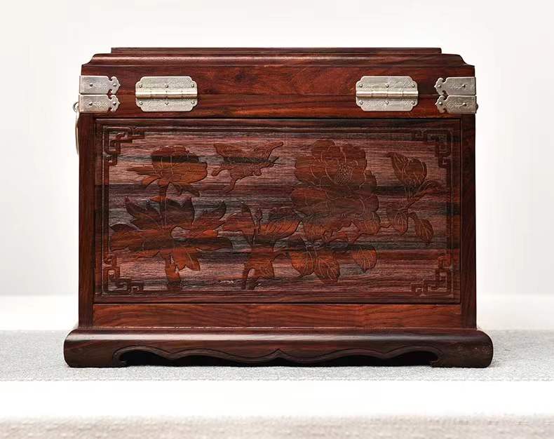 Hand Carved Rosewood 3 Layers Jewellery Wooden Box Organizer With A Key Lock