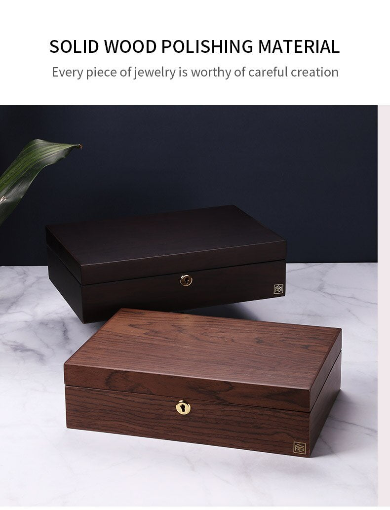 Wooden Jewelry Watch Box  With Lock Jewelry Display Double Layer - Nillishome