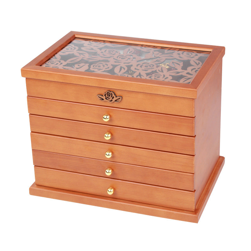 6 Layers Wooden Jewelry Box Case  Jewelry organizer - Nillishome
