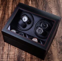 Watch Winder for 4 Automatic Watches, with Extra 5 Watch Storages, Silent Motor