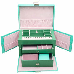 Large 3 Layers Jewelry box with 2 Drawers, Portable Travel Case - Nillishome