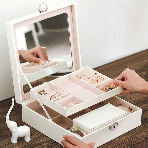 Lockable Jewelry box With Large Mirror Give away mini case – Nillishome