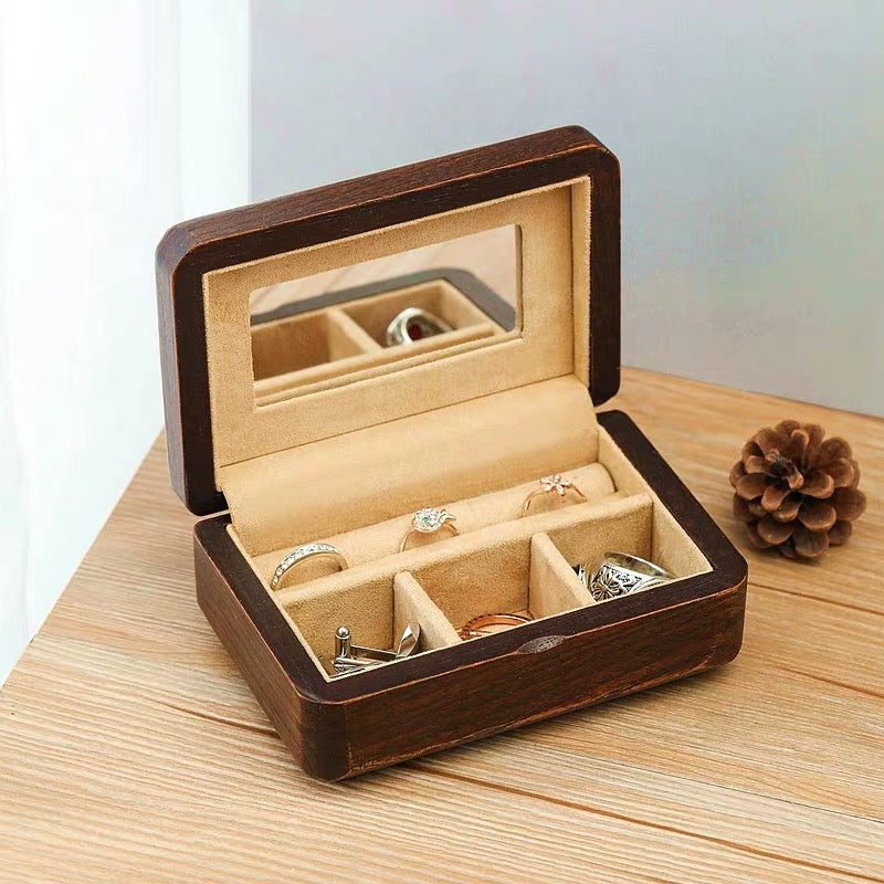 Portable Elm Wooden Jewelry Keepsake Box Gift for Loved Ones - Nillishome
