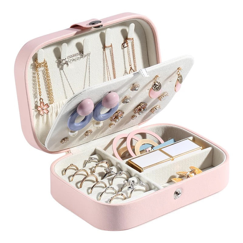 Portable Double Layer Travel Synthetic Leather Jewelry Box - Nillishome