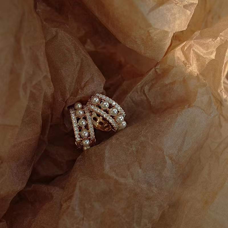 Zirconia Vintage Pearl Drop Earrings 18K Gold Earrings