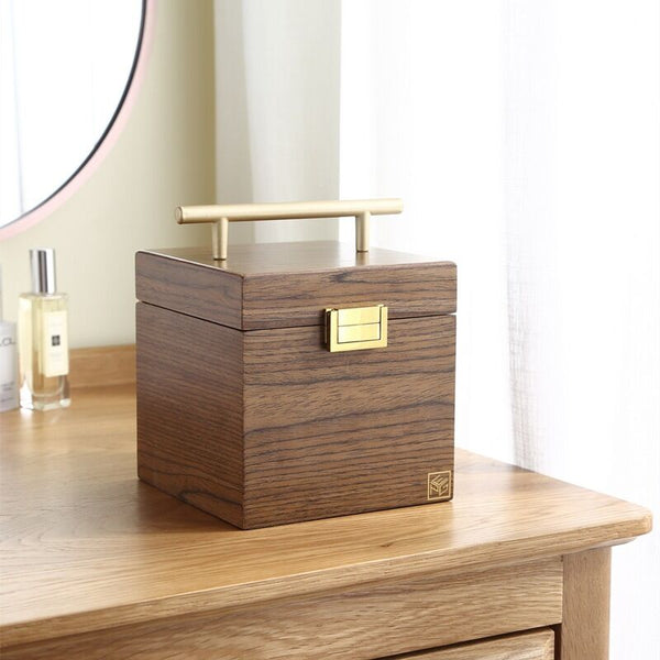 Three-layer Wooden Vintage Jewelry Box Organizer With Handle