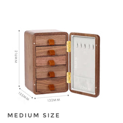 Walnut Jewelry Box Wooden Accessories Organizer With 6 Drawers And Swing Door