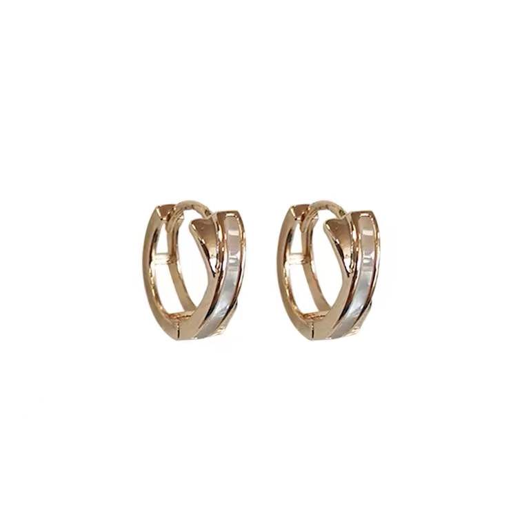 Natural Shell Clip On Earrings Non Pierced Golden Stud & Hoop Earrings 18K Gold