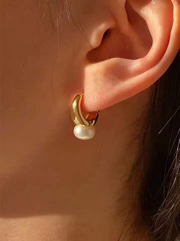 18K Gold Freshwater Cultured Pearl Earrings for Women