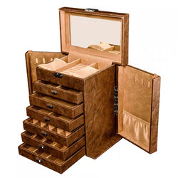 Large Jewelry Organizer, 7 Layers Leather Jewelry Box - Nillishome