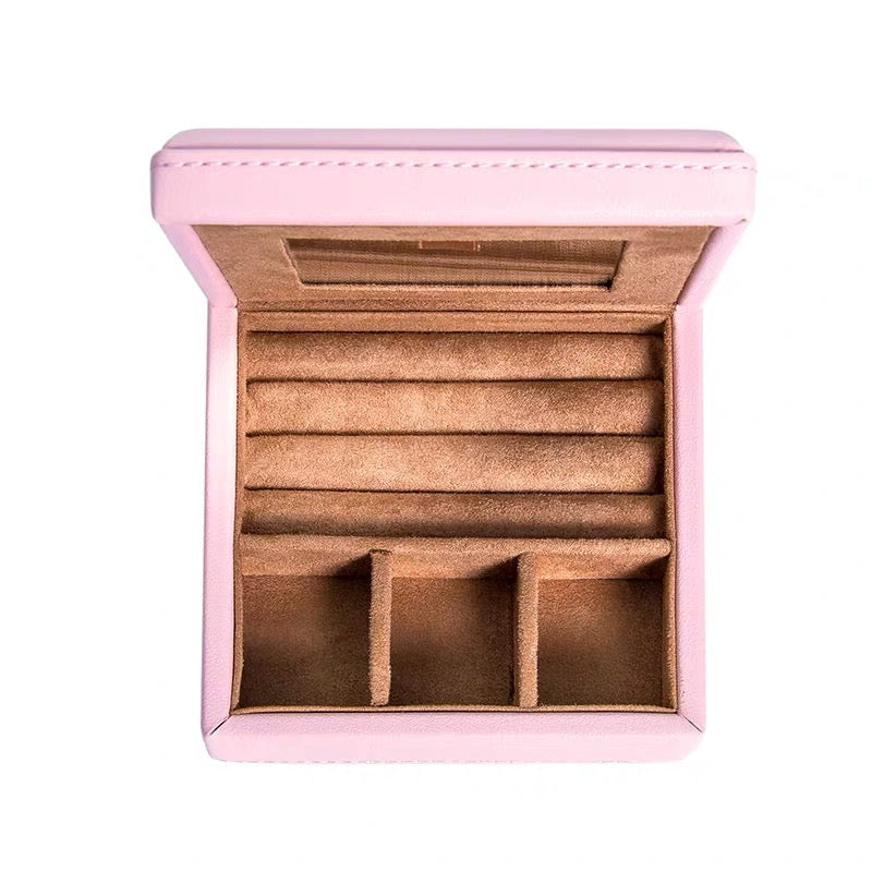 Portable Jewelry Box With Mirror Mini Travel Storage Box - Nillishome