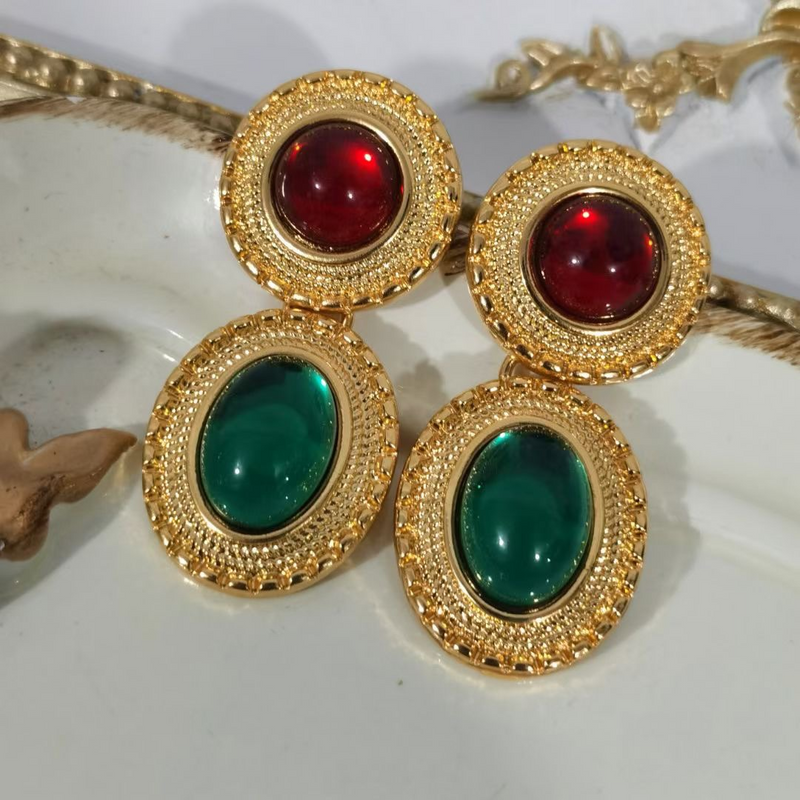 Vintage Necklace & Earrings & Charm Bracelet Colorful Glass Fashionable Jewelry Accessories