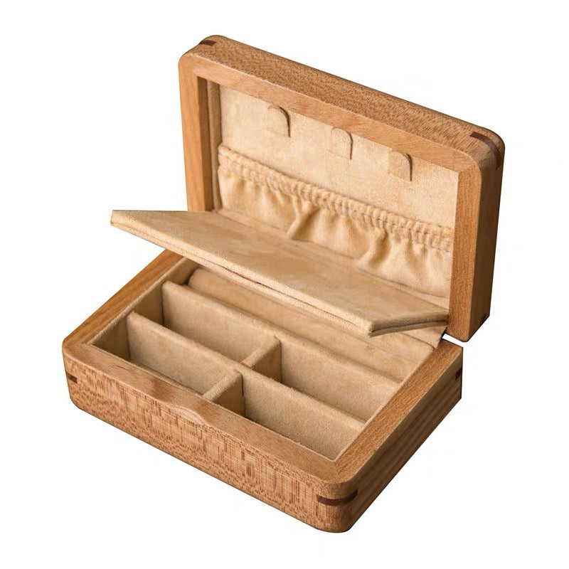 Wood Jewelry Box, Portable Travel Jewellery Organiser Storage Case With Mirror - Nillishome