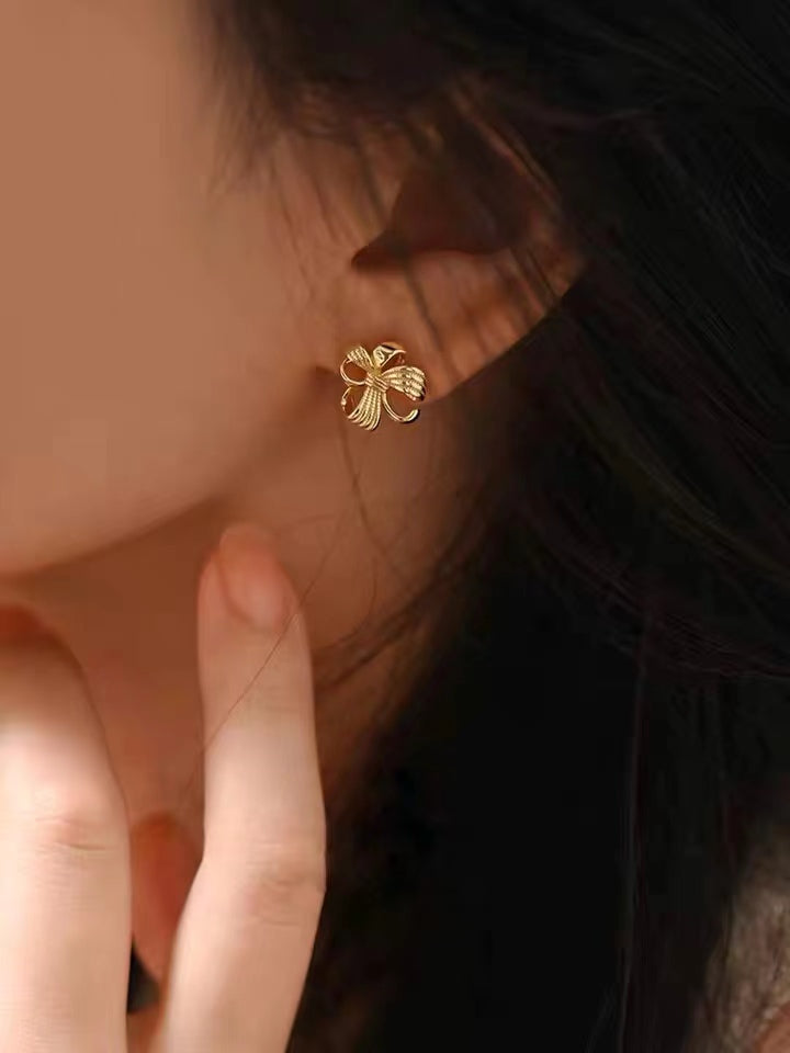 18K Gold Plated 925 Sterling Silver Studs Flower Earrings