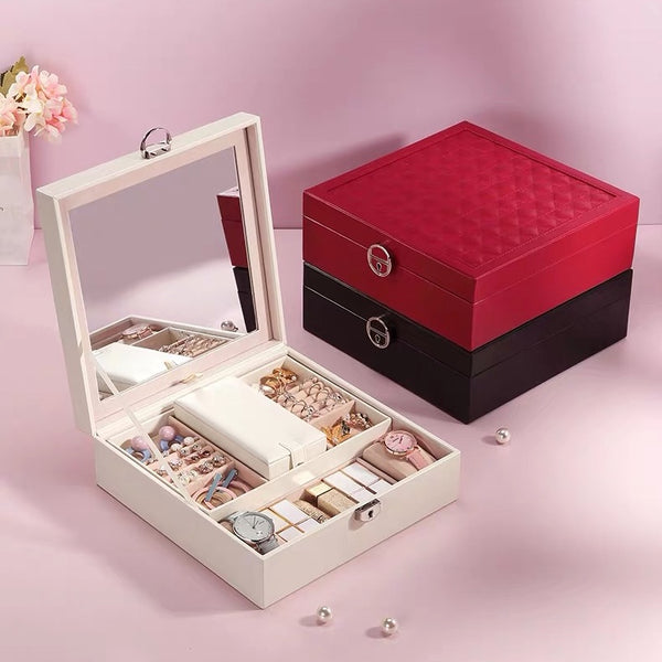 Lockable Jewelry box With Large Mirror Give away mini case - Nillishome