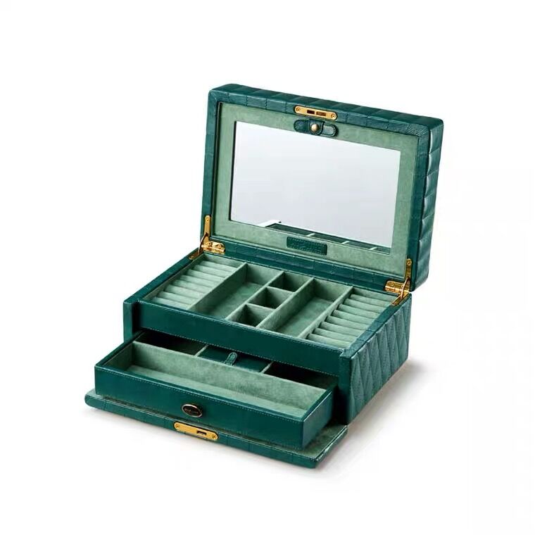 Luxury leather jewelry box with lock jewelry organizer - Nillishome