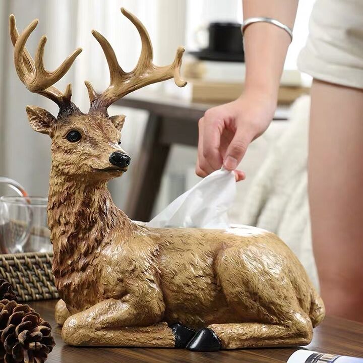 Deer shape Tissue box Multi-Purpose Resin Tissue Box Cover Holder for Living Room,Desktop Coffee Table Tray - Nillishome