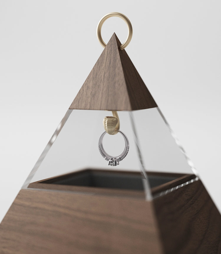 Pyramid Shape Walnut Wood Jewelry Organizer