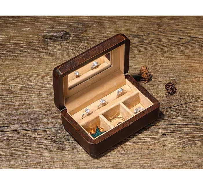 Portable Elm Wooden Jewelry Keepsake Box Gift for Loved Ones - Nillishome