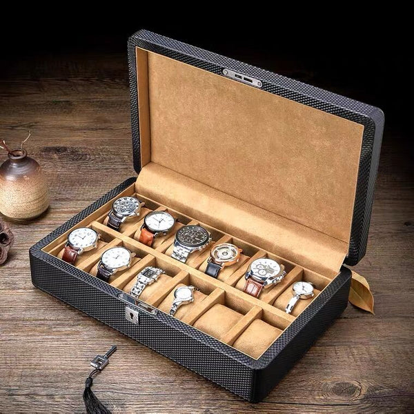 Oversize 12 Slots Watch Box Display Organizer Locking Jewelry Watches ...