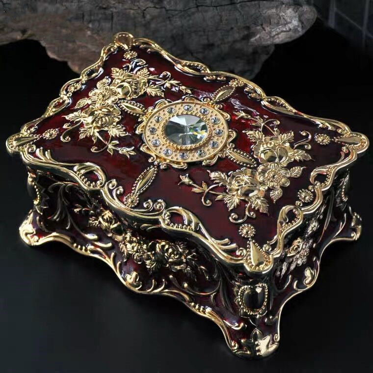 Vintage Baroque Metal Jewelry Box - Two Layer Organizer Storage Box Organizer