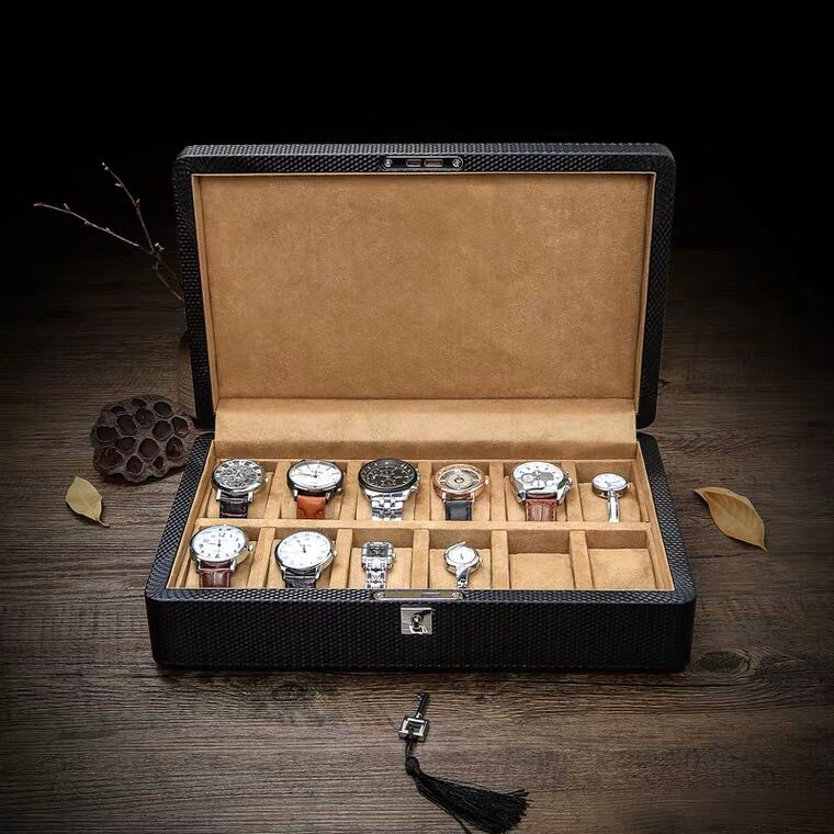 Oversize 12 Slots Watch Box Display Organizer Locking Jewelry Watches Holder