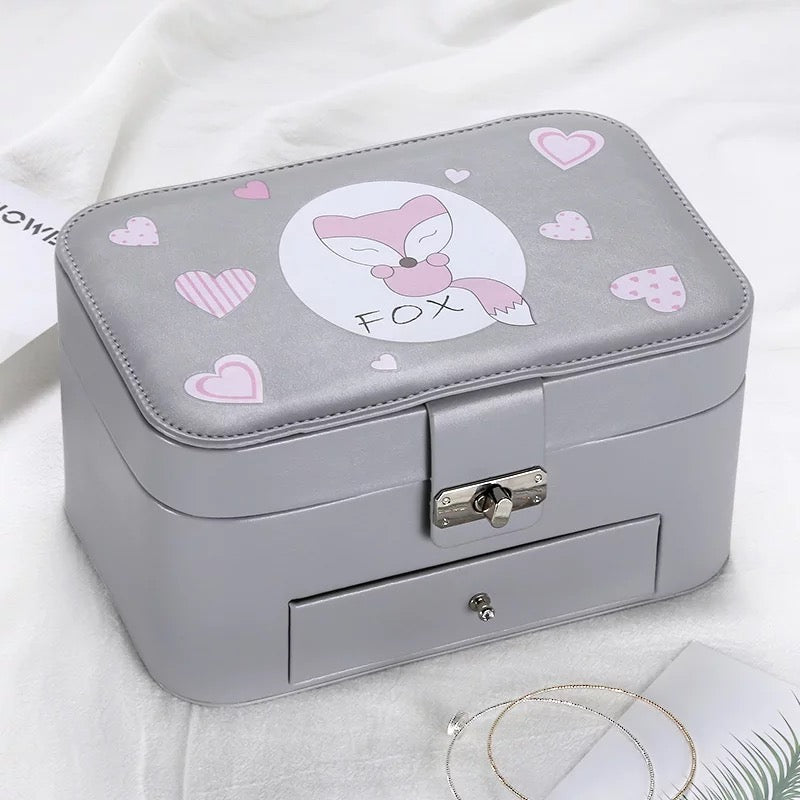 Cartoon 2 Layers Portable Jewelry Box Princess Girls Organizer - Nillishome