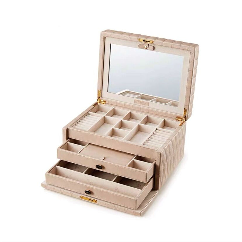 Luxury leather Watch jewelry box with lock jewelry organizer - Nillishome